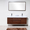 Bliss 60" Double Sink Walnut Wall Mount Modern Bathroom Vanity