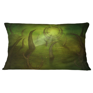 Green Time Travel Abstract Throw Pillow, 12"x20"