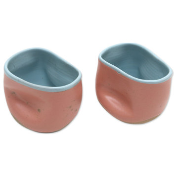 Novica Handmade Pink Squeeze Ceramic Teacups (Pair)