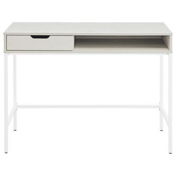 Contempo 40" Desk With Drawer and Shelf, White Oak Finish