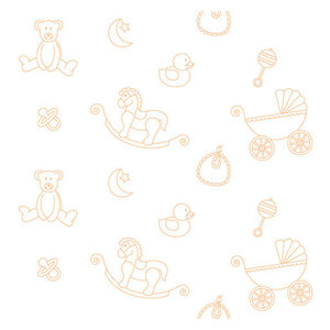 Nursery Icons White Shelf Paper Drawer Liner Transitional