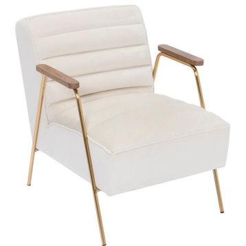 Woodford Velvet Upholstered Accent Chair, Cream