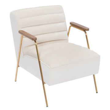 Woodford Velvet Accent Chair, Cream