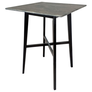 Kenilworth Modern Resin Square Bar Table, Paladina Marble/Black