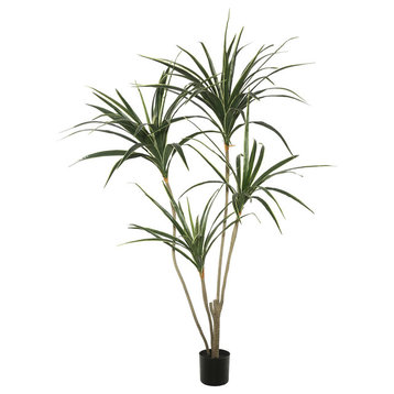 Vickerman Edge Yucca Tree With Pot, Green/Yellow, 4.5'