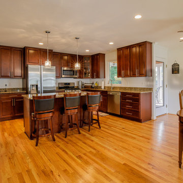 Overall view of new kitchen and dining room.