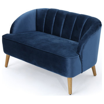 GDF Studio Scarlett Modern New Velvet Sofa, Cobalt