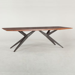 Village Industrial Loft Angled Iron Base Dining Table 104" - Dining Tables