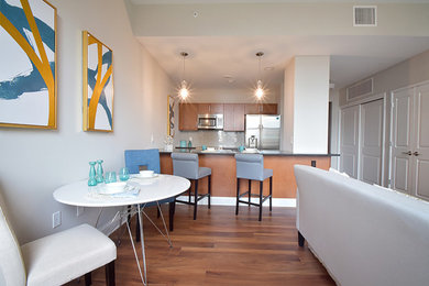 Inspiration for a contemporary dining room remodel in Cleveland