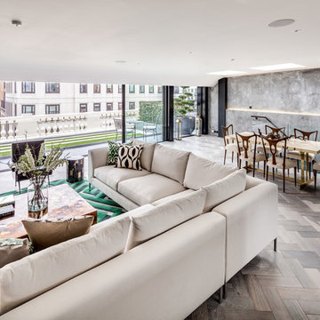 Gatti Penthouse. Band-sawn Herringbone in colour Tenorite