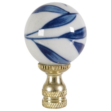 Blue and White Bamboo Leaf Ball Table Lamp Finial 2.5"