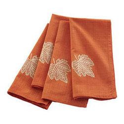 Woodblock Print Napkins - Maple Leaf - Set of 4 - Napkins