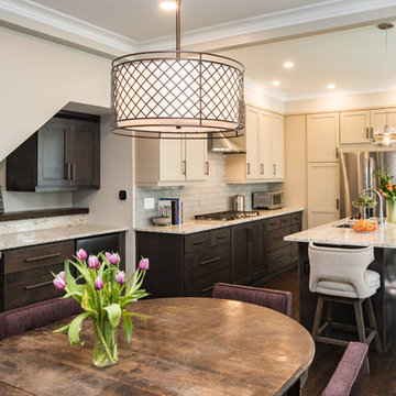 Elegant Transitional Two-Tone Kitchen Remodel | Light Cabinetry & Marble-Inspire