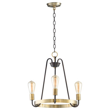 Haven 3-Light Chandelier, Oil Rubbed Bronze and Antique Brass