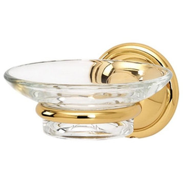 Alno Soap Dish with Holder in Polished Brass