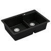 Karran 33" Top Mount Double Bowl 60/40 Quartz Kitchen Sink Kit, Black