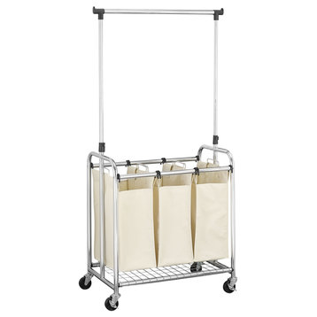 3-Bag Laundry Sorter With Clothes Rack