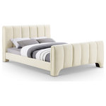 Meridian Furniture - Camila Upholstered Bed, Beige, King, Chenille Fabric - Redefine your bedroom with the Camila beige chenille fabric king bed, enveloped in plush chenille for an irresistibly soft touch. Its deep channel tufting brings both texture and sophistication, lending a bold yet elegant vibe to the contemporary design. This bed makes a striking statement, offering the perfect balance of style and comfort to turn your sleeping space into a modern sanctuary.