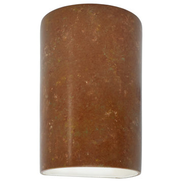 Ambiance Small Cylinder Closed Top, Outdoor Wall Sconce, Rust Patina