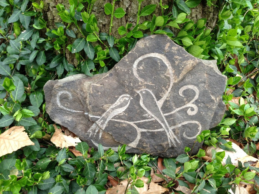 Art in the Garden- Stone carving - Lovebirds
