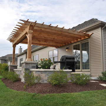 Yorkville - Pergola with Seat Wall & Driveway Borders