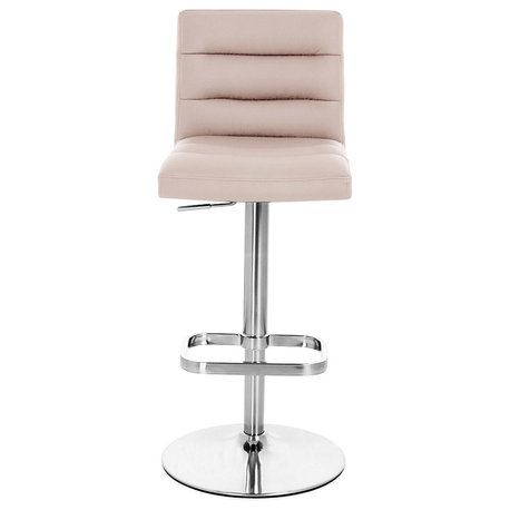 Lush Adjustable Height Swivel Bar Stool - Chrome Base, Taupe