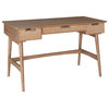 Linon Luca Rattan Wood Desk with Drawers in Natural