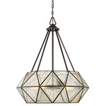 Savoy House - Tartan 5 Light Pendant, Oiled Burnished Bronze - A shade crafted from triangular sections of mercury glass gives the Savoy House Tartan 5-Light Pendant a highly dramatic geometric look.