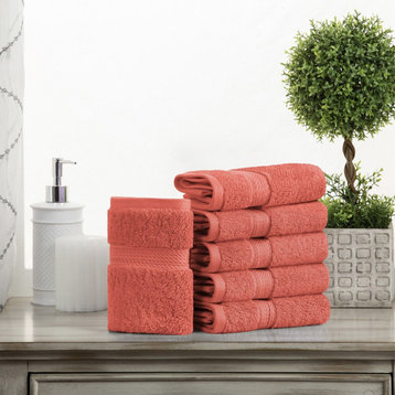 6 Piece Egyptian Cotton Soft Quick Dry Towel, Coral