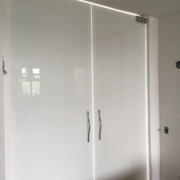 White glass doors