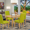 5Pc Rectangle 42/53.5" Dinette Table, Four Parson Chair, Pu Leather Green