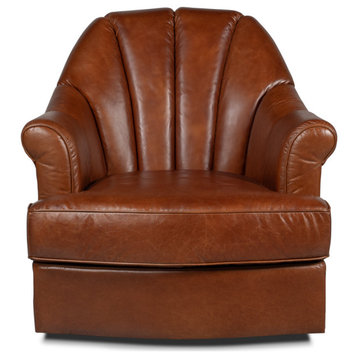 Scoth Swivel Club Chair In Distilled Leather