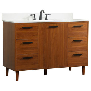 Elegant Decor Baldwin 48" Solid Wood Bathroom Vanity with Backsplash in Teak