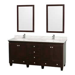 Wyndham Collection Acclaim 72" Vanity in Espresso,White Carrera Marble Top - Bathroom Vanities And Sink Consoles
