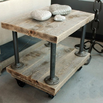 Rustic Industrial Wood & Pipe End Table