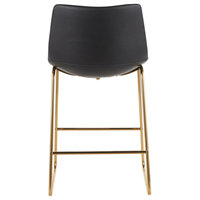 Duke Counter Stool, Set of 2, Gold Metal, Black PU