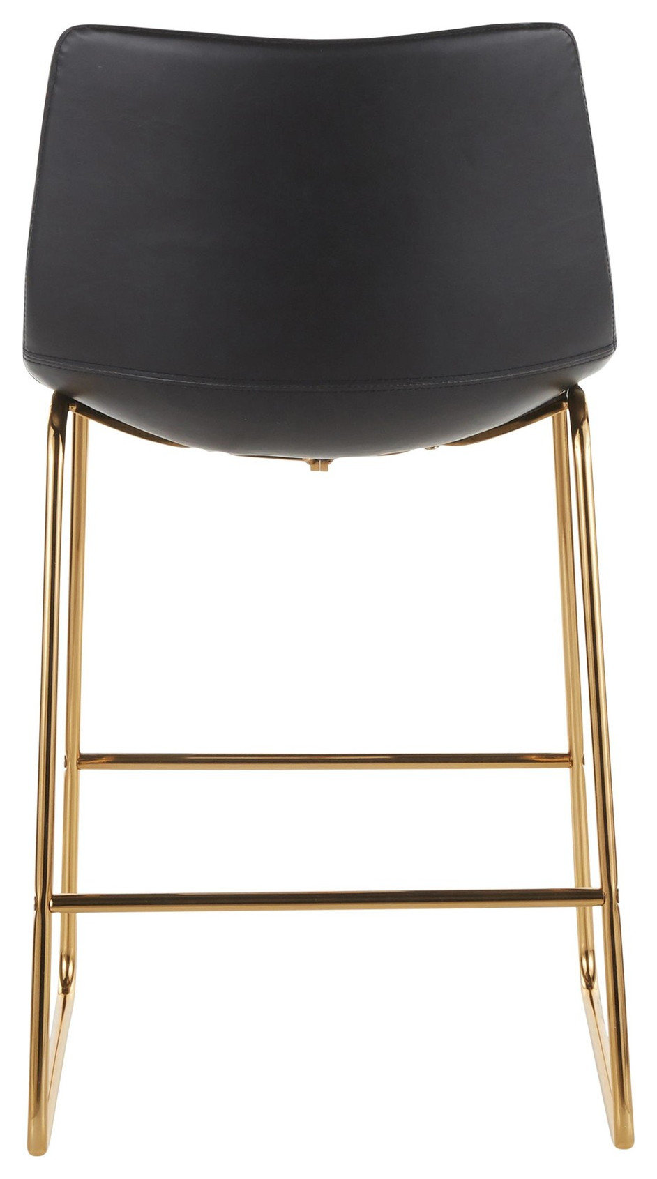 Duke Counter Stool, Set of 2, Gold Metal, Black PU
