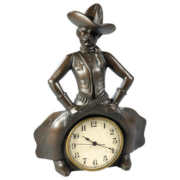 Bowlegged Cowboy Clock, Bronze