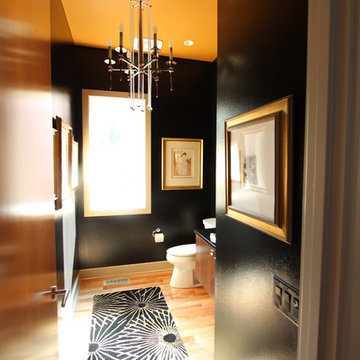 Accent Ceiling in Powder Room with Stunning Chandelier