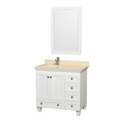 36" White Bathroom Vanity Ivory or White Marble Top - Bathroom Vanities And Sink Consoles