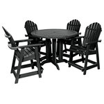 Sequioa - Sequoia 5-Piece Muskoka Adirondack Dining Set, Counter With 48� Table, Black - Our unique, proprietary synthetic wood has been used extensively in world-famous, high-traffic environments since 2003.  A favorite wood-alternative for engineers at major theme parks, its realism and natural beauty means that it has seen use in projects ranging from custom furniture to fencing, flooring, wall covering and trash receptacles.