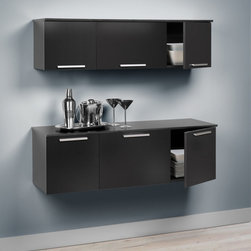 Prepac Coal Harbor Wall Mounted Buffet and Hutch in Black - Buffets And Sideboards