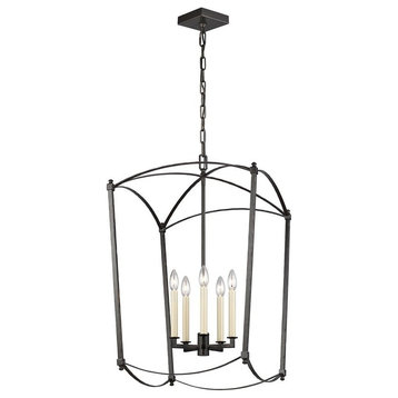 Feiss Thayer 5-Light Hall Chandelier F3323/5SMS, Smith Steel