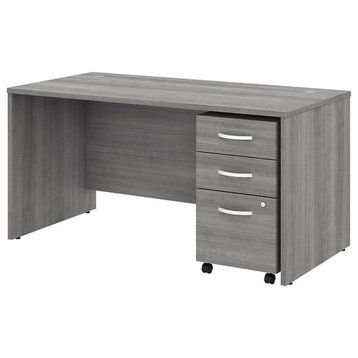 Studio C 60W x 30D Office Desk with Mobile File Cabinet in Gray -Engineered Wood