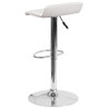Contemporary White Vinyl Adjustable Height Barstool With Chrome Base