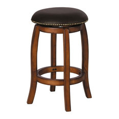 Acme Furniture - Acme Chelsea Counter Height Stool, Swivel, Black and Oak - Bar Stools and Counter Stools