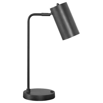Lighting, 18"H, Table Lamp, Usb Port Included, Gray Metal, Gray Shade, Modern