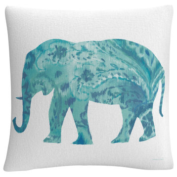 Danhui Nai 'Boho Teal Elephant II' Decorative Throw Pillow