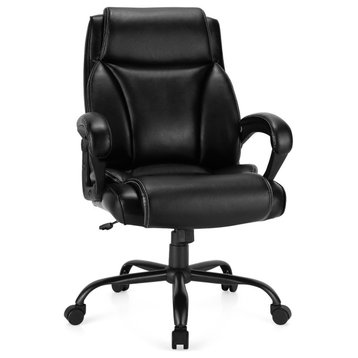 Costway 400 LBS Big & Tall Leather Office Chair Adjustable High Back Task Chair