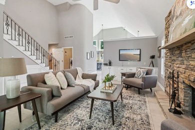 Example of a transitional living room design in Atlanta